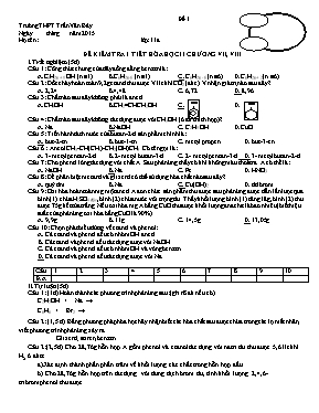 Đề kiểm tra 1 tiết Hóa học 11 - Chương VII, VIII - Trường THPT Trần Văn Bảy